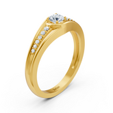 Bague en or jaune avec diamants latéraux de 0,30 carat