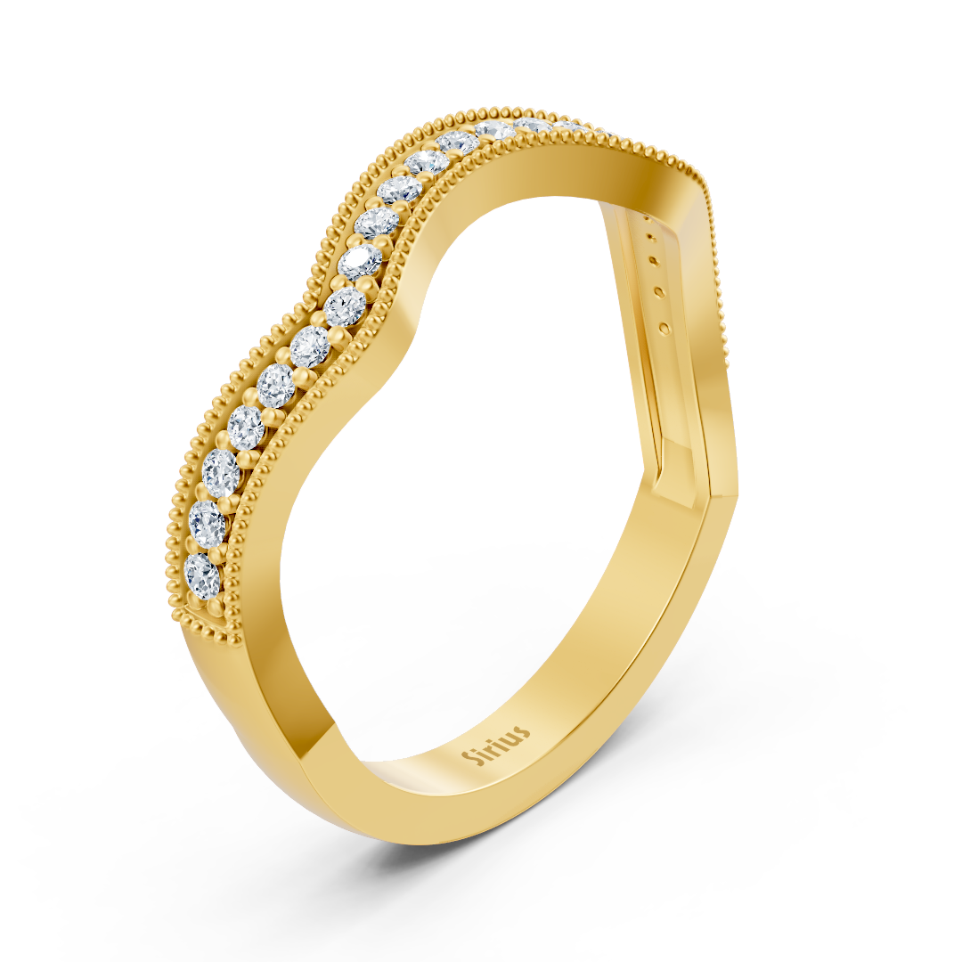 0.19 Karat Diamant Geschwungener Ehering in Gelbgold