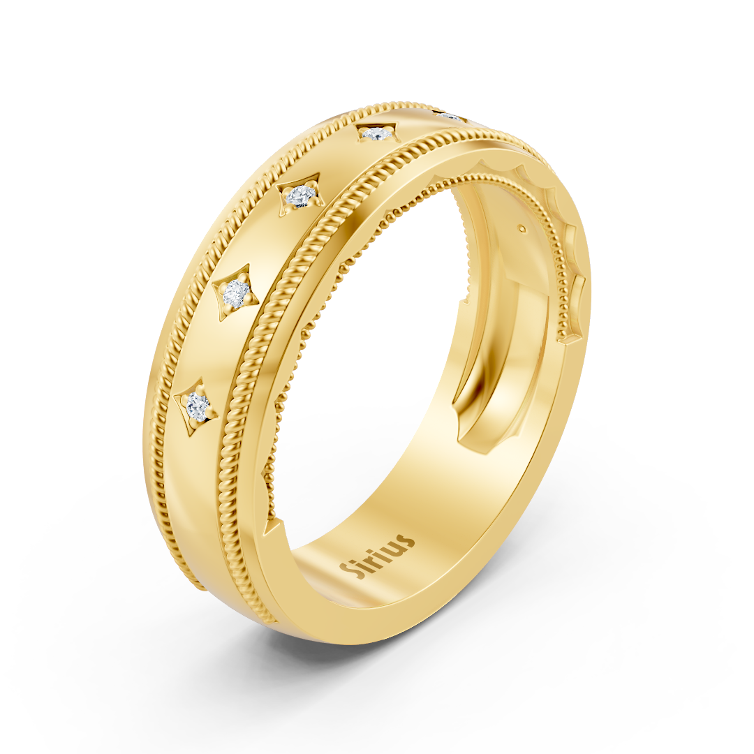 Alliance pour homme en or jaune avec diamant de 0,05 carat
