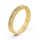 Bague demi-éternité en or jaune avec diamants taille baguette de 2,20 carats