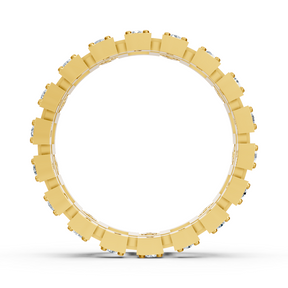 Bague géométrique en or jaune 14 carats avec diamants - bague pour femme expressive au design moderne