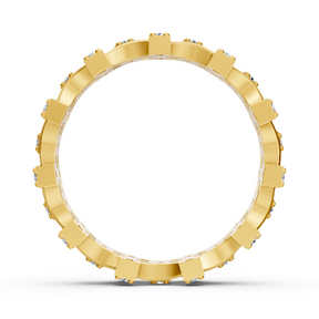 Bague moderne en or jaune 14 carats avec diamants - bague femme filigrane pour tous les jours