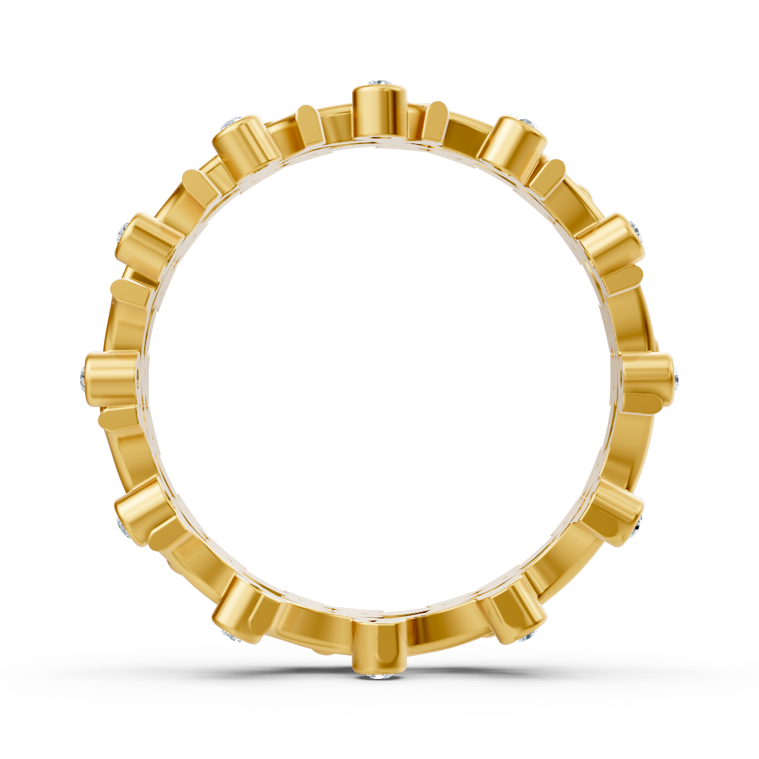 Yellow gold diamond ring with floral vine pattern