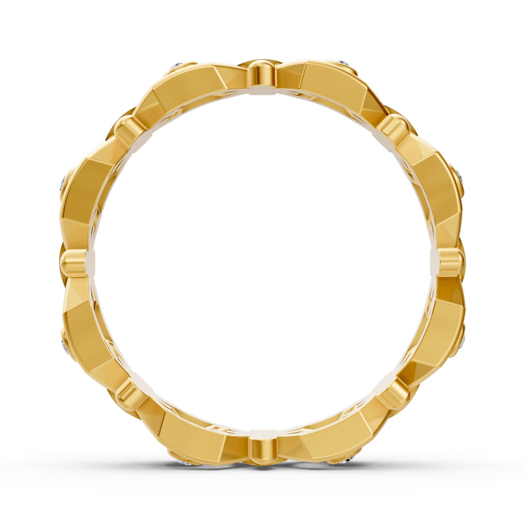 Yellow gold diamond ring with geometric design