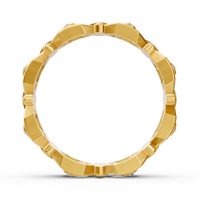 Yellow gold diamond ring with geometric design