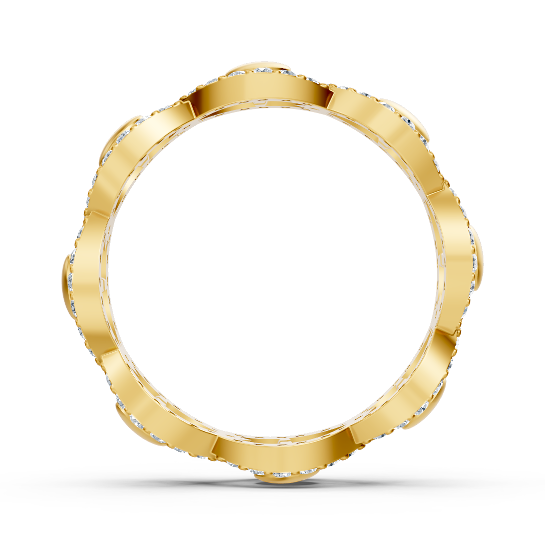 Yellow gold diamond ring with intertwined design