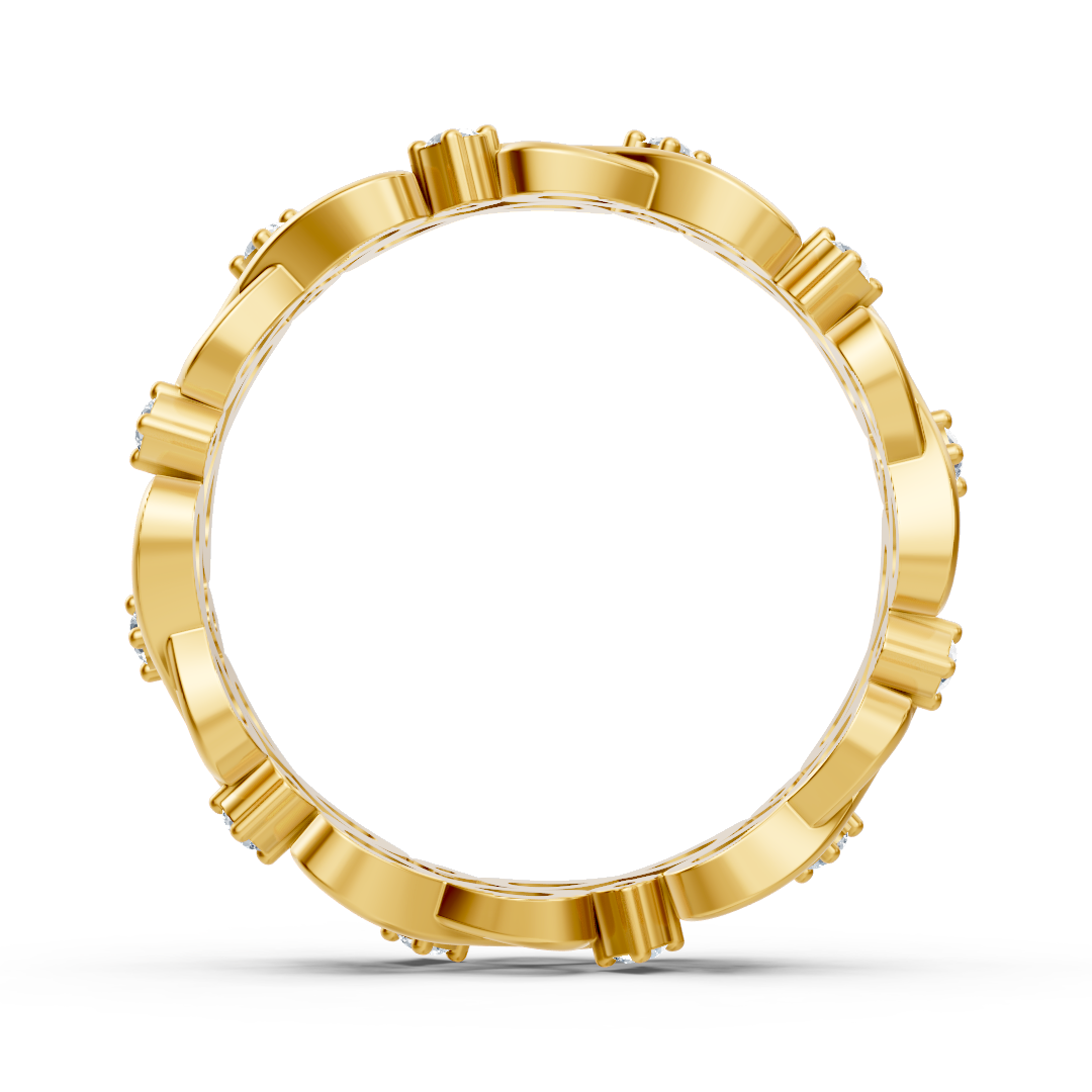 Yellow gold diamond ring with infinity design
