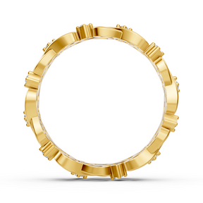 Yellow gold diamond ring with infinity design