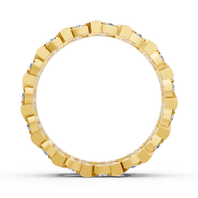 Yellow gold diamond ring with curved design