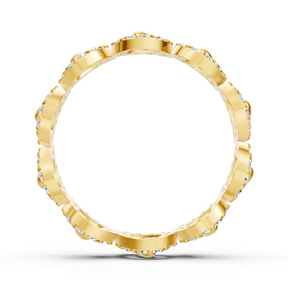 Opulent yellow gold ring with diamonds – sparkling sea of ​​flowers design