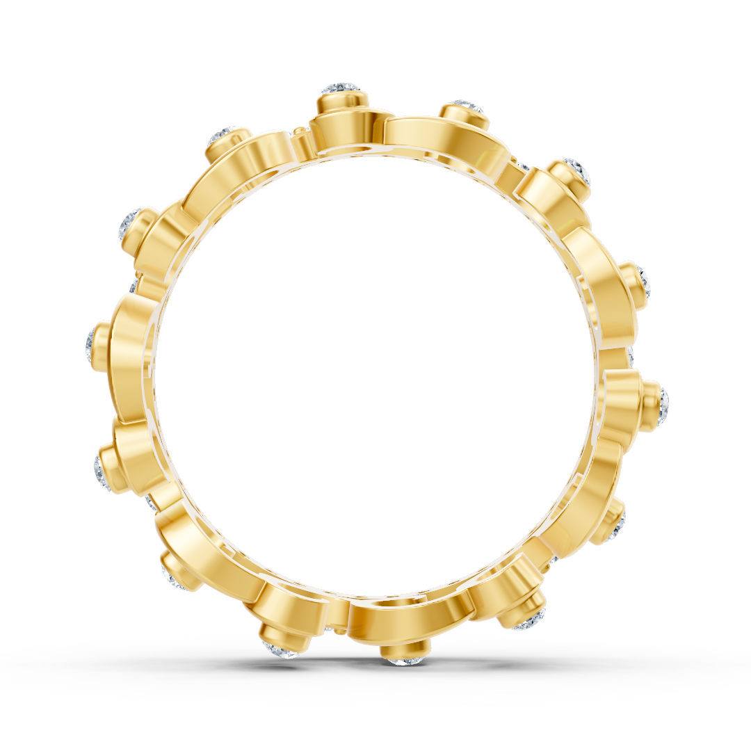 Bague couronne de princesse en or jaune 14 carats et diamants « Royal Grace »