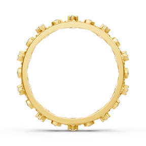 Gelbgold-Ring mit Runddiamanten im Prong- und Bezel-Design