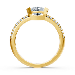 Modern solitaire diamond engagement ring in 14 carat yellow gold