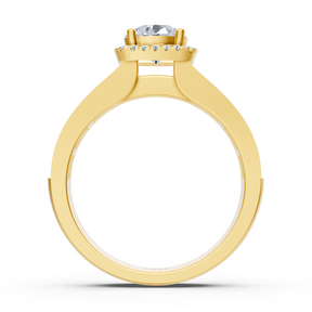 Extravaganter Diamant Verlobungsring mit Prinzess- und Brillantschliff aus 14 Karat Gelbgold