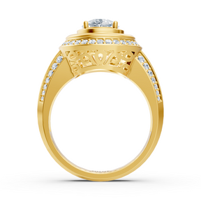 Yellow gold halo engagement ring with diamonds &amp; tourmaline
