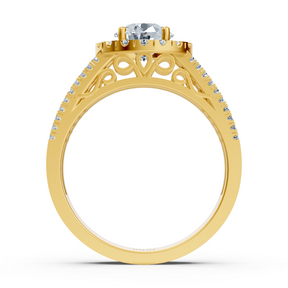 Halo diamond ring yellow gold