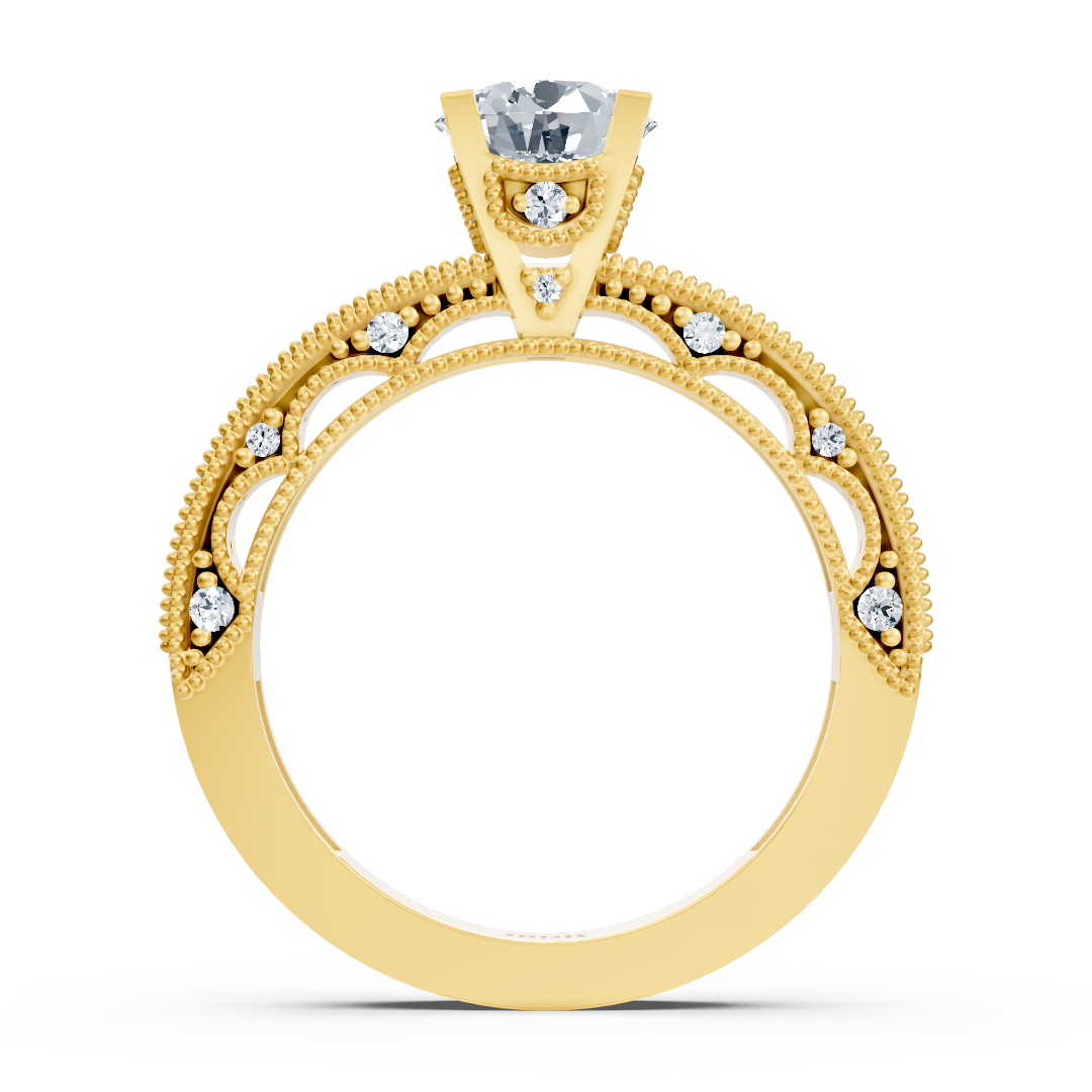 Bague en or jaune 14 carats avec diamant taille ronde