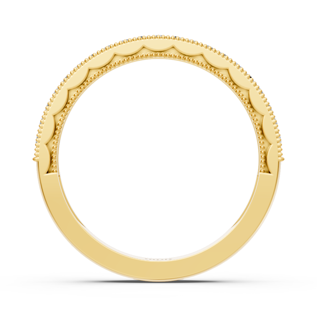 0.21 Karat Diamant Halbe Ewigkeit Ring mit Milgrain-Details aus 14 Karat Gelbgold