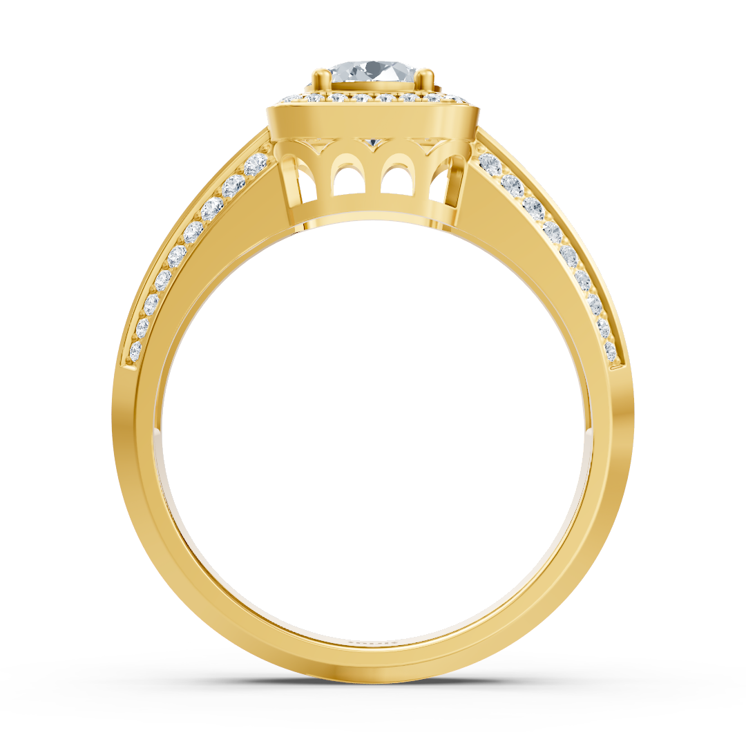 Bague en or jaune 14 carats avec diamant taille princesse de 1,41 carat