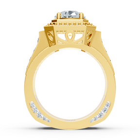 Bague Birgie Sirius en or jaune avec diamants taille ronde Passion Halo