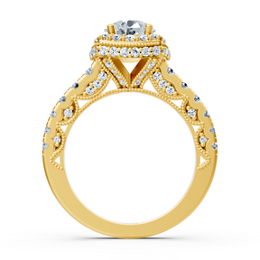 Bague de fiançailles Birgie Sirius en or jaune avec diamant taille ronde halo