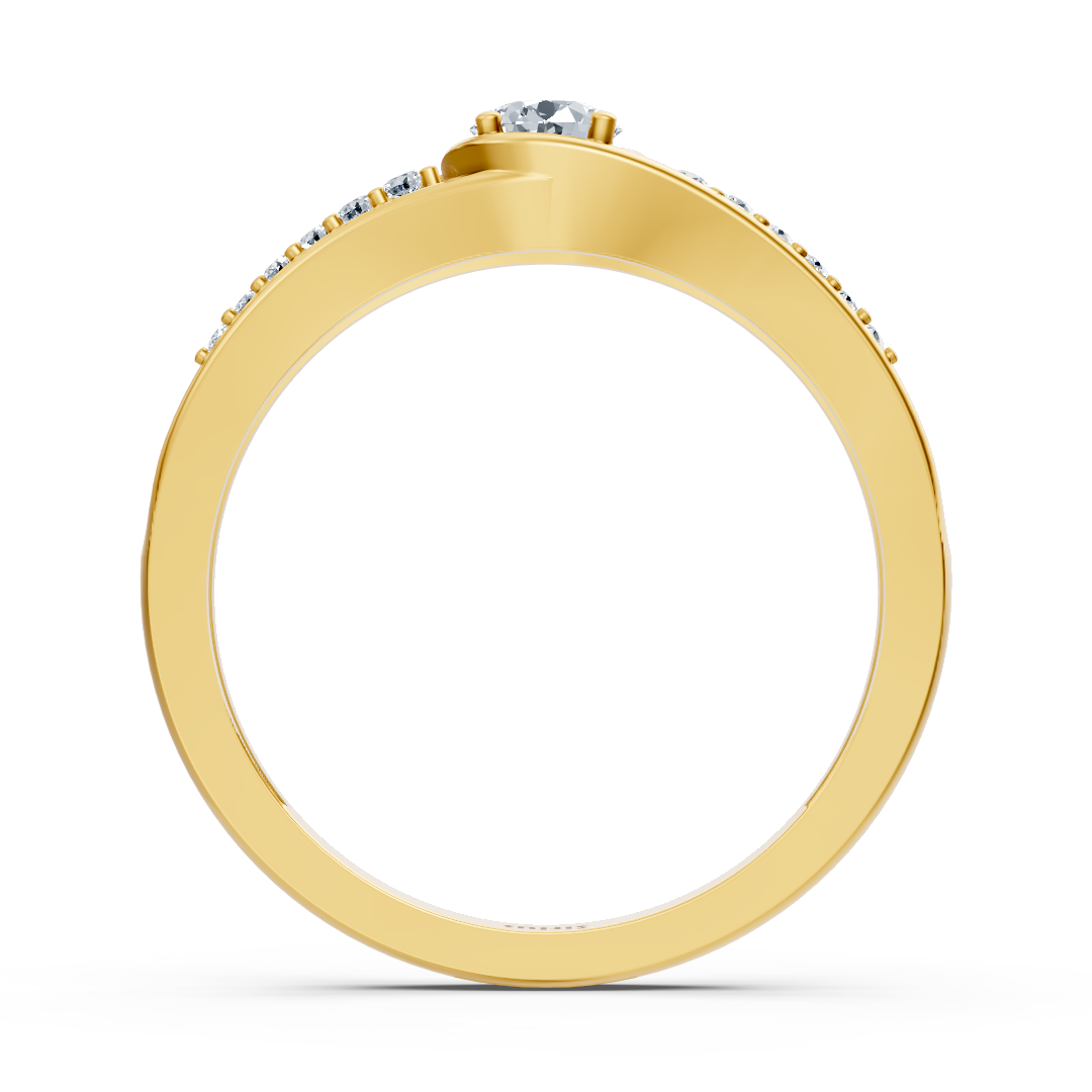 Bague en or jaune avec diamants latéraux de 0,30 carat