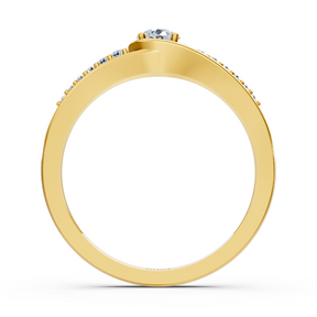 Bague en or jaune avec diamants latéraux de 0,30 carat