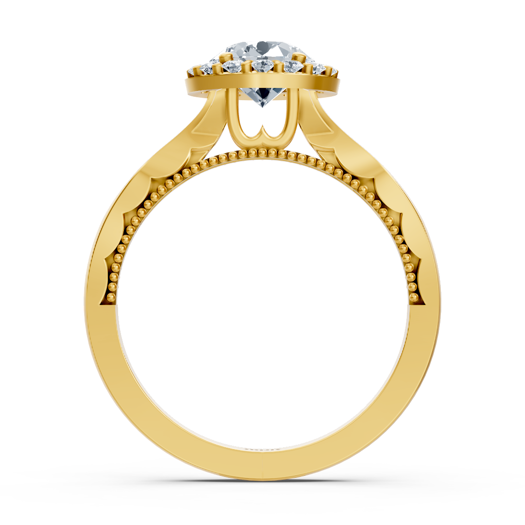 Bague de fiançailles en or jaune avec diamant solitaire halo de 1,00 carat