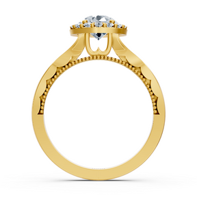 1.00 Karat Halo Solitär Diamant Verlobungsring in Gelbgold