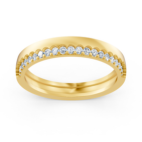 Bague élégante demi-éternité avec diamants en or jaune 14 carats