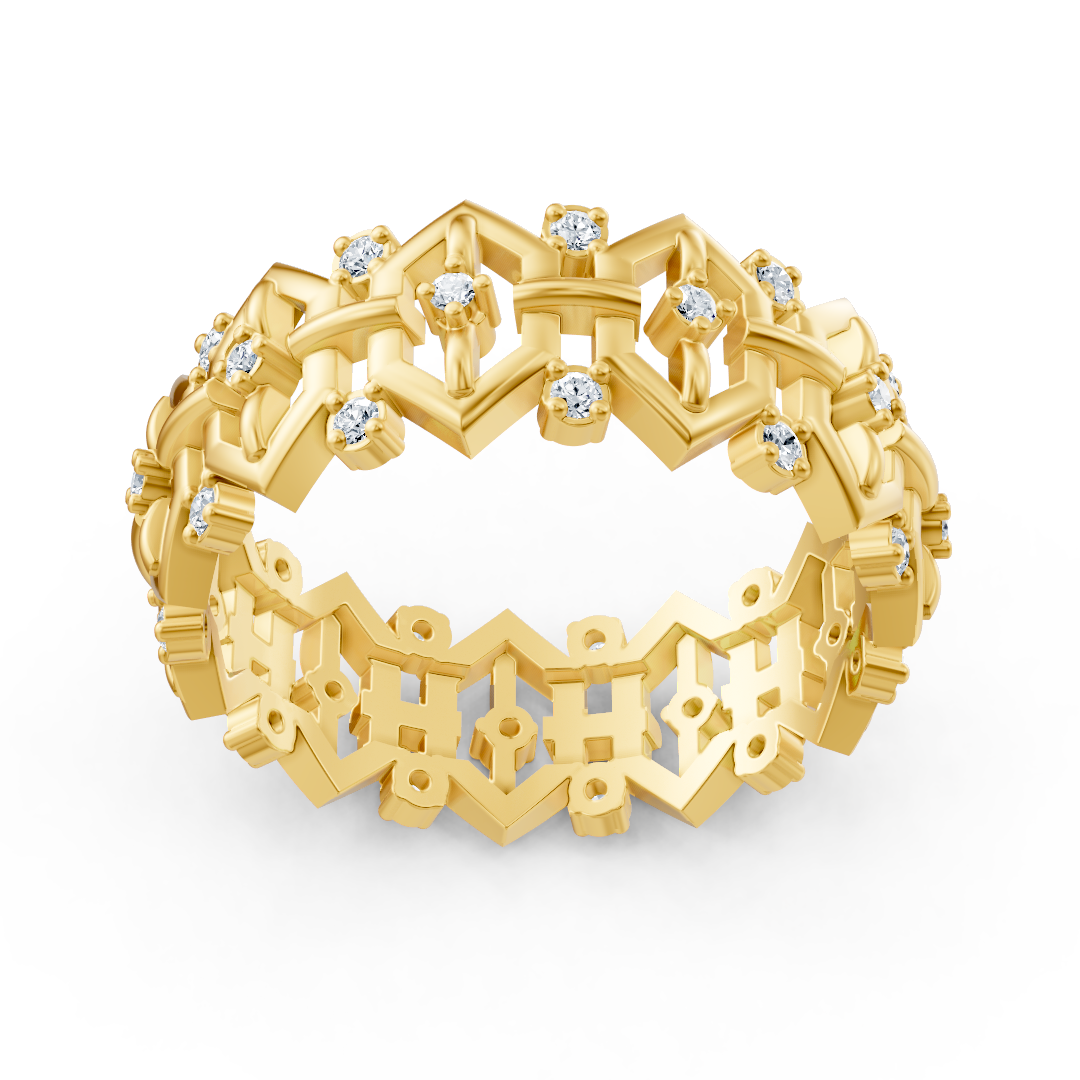 Bague en or jaune et diamants Birgie – design délicat avec diamants ronds