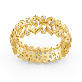 Bague en or jaune et diamants Birgie – design délicat avec diamants ronds