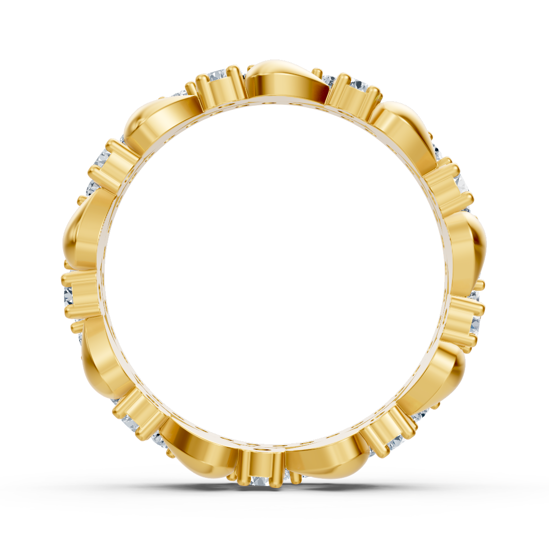 Birgie Diamond Eternity Ring 14K Yellow Gold – Round Cut, 2 mm &amp; 1.5 mm