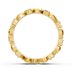 Birgie Diamond Eternity Ring 14K Yellow Gold – Round Cut, 2 mm &amp; 1.5 mm