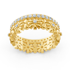 Zarter Blütenkranz Diamantring - 14K Gelbgold, ca. 0.49 Karat