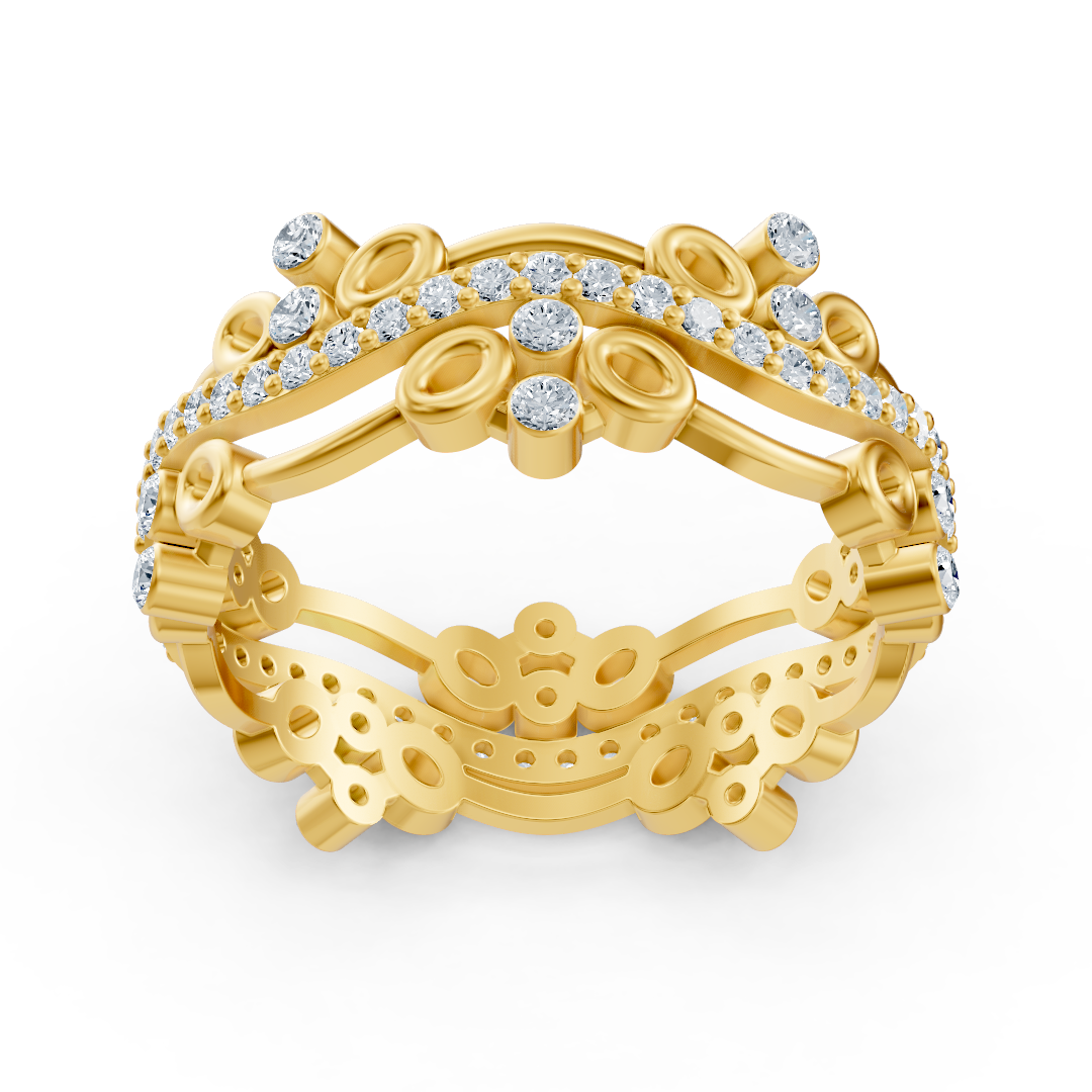 Playful circle diamond ring - 14K yellow gold, approx. 0.51 carats
