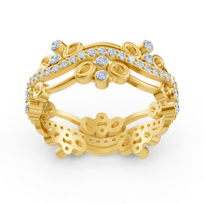 Playful circle diamond ring - 14K yellow gold, approx. 0.51 carats