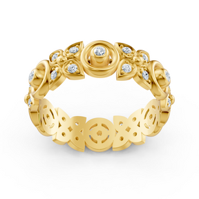 Yellow gold diamond ring with floral design