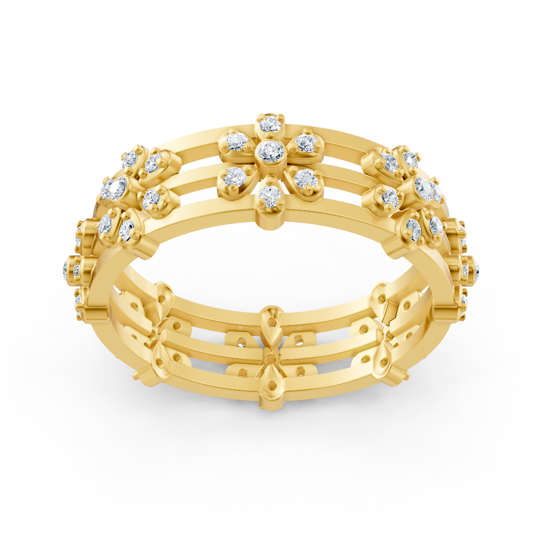 Strahlender Diamantring "Blütenmeer" - 14K Gelbgold, 0,464 Karat Diamanten