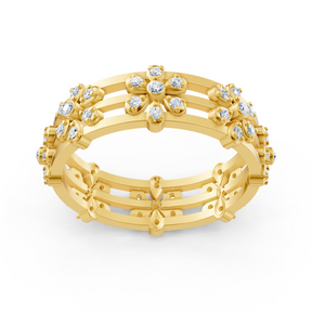 Strahlender Diamantring "Blütenmeer" - 14K Gelbgold, 0,464 Karat Diamanten