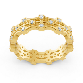 Bague moderne en or jaune 14 carats avec diamants - bague femme filigrane pour tous les jours