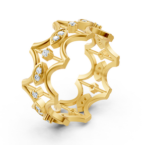 Yellow gold diamond ring with filigree design