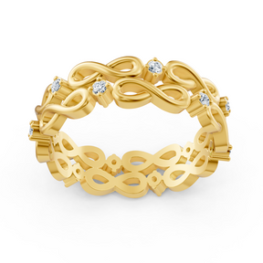 Yellow gold diamond ring with infinity design