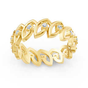 Eleganter Gelbgold-Ring mit Rundschliff-Diamanten – Filigranes Design