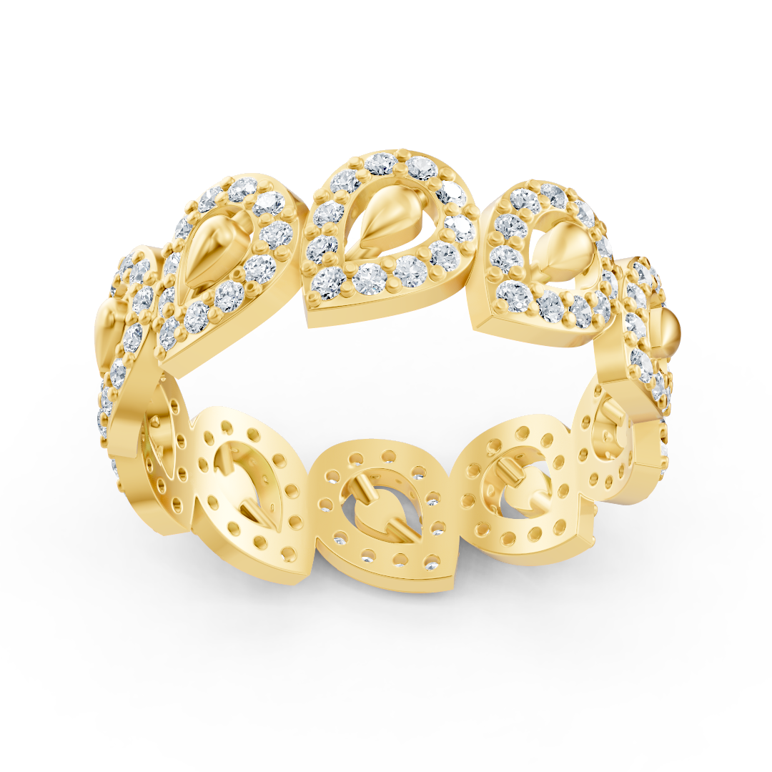 Opulent yellow gold ring with diamonds – sparkling sea of ​​flowers design
