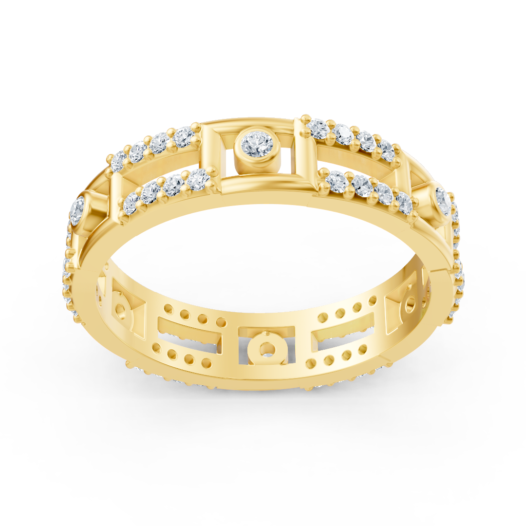 Bague géo en or jaune 14 carats et diamants « Line Art »