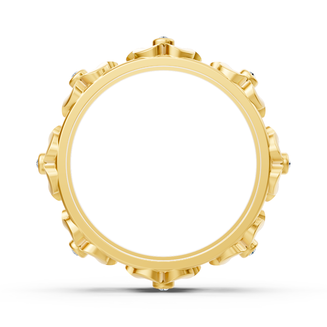 Bague de promesse en or jaune 14 carats avec diamants et fleur