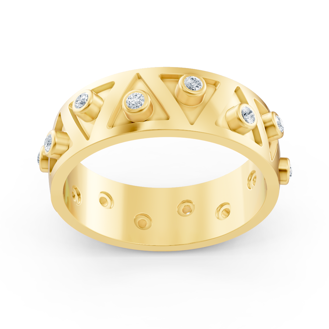 Birgie 14K Yellow Gold Diamond Zigzag Ring - Modern Swing
