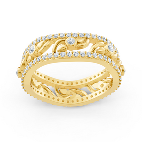 Bague Birgie en or jaune 14 carats avec diamants et cœur en forme de vigne – Élégance romantique