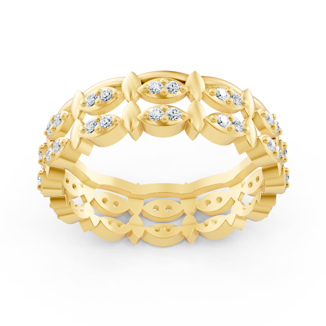 Birgie 14K Yellow Gold Diamond Eternity Ring - Timeless Marquise Elegance